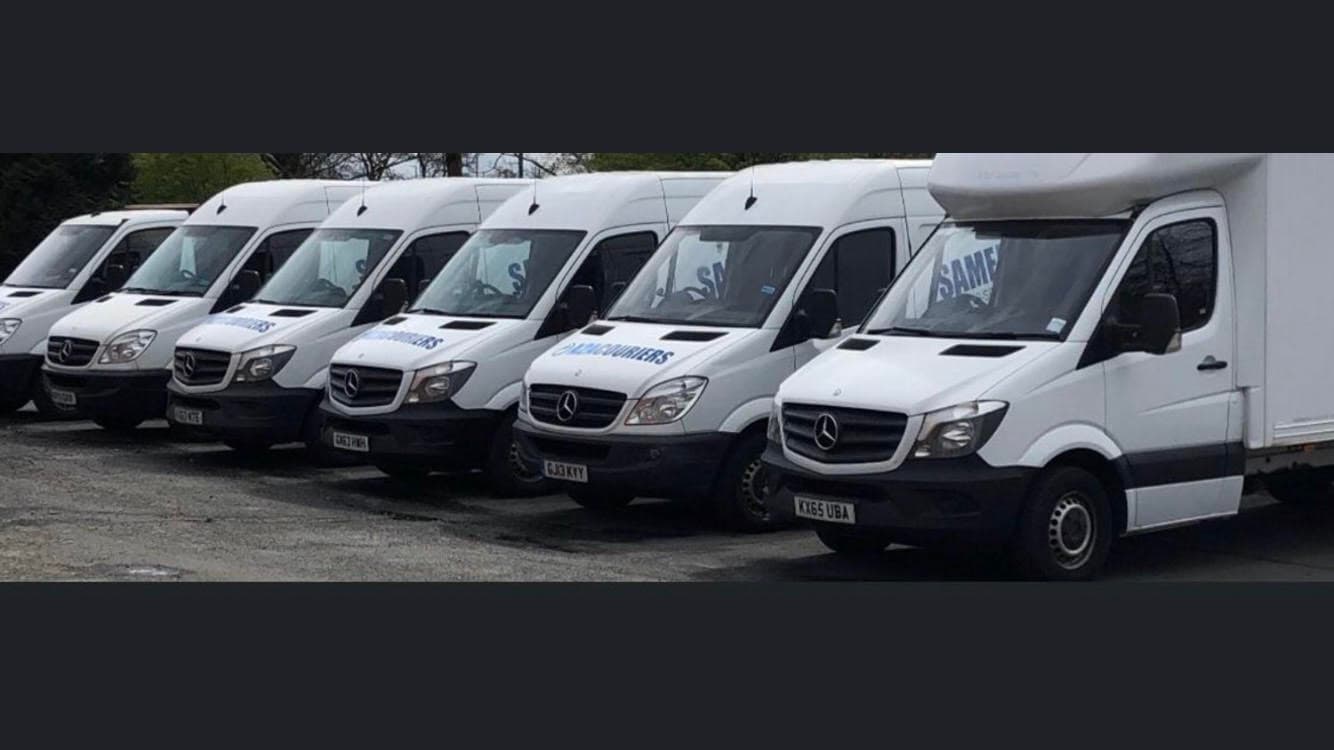 A2A Couriers fleet of branded Mercedes Sprinter vans